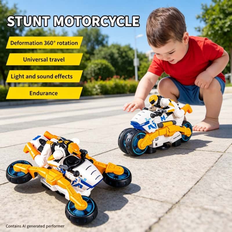 Kids' Toys - Elektrikli Stunt Dönüştürülebilir Motosiklet Çocuk Oyuncak